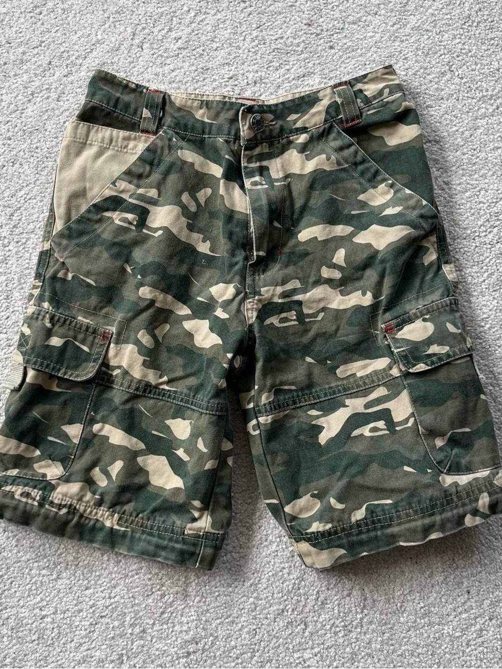 Youth Khaki and Green Camo Cargo Shorts